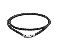 Black Genuine Leather Braided Weave Necklace Pendant Cord For Women For Men Teen .925 Silver Lobster Claw Clasp 20 Inch