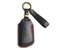 Black Genuine Leather Car Key Case Compatible with VW Volkswagen Golf 8 Cupra Formentor Born Seat Leon Ateca Skoda Octavia Enyaq ID3 ID4 3 buttons Car Key Protective with Keychain