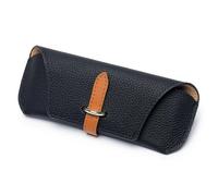 (Black) Genuine Leather Glasses Case, Portable Retro Eyeglasses Case, Lightweight Durable Soft Sunglasses Case for Women Men