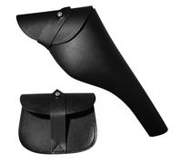 Black Genuine Leather Sam Browne Holster & Ammo Pouch Set for Duty Belt, Premium Police Tactical Gear, Durable Secure Strap Closure, Heavy-Duty Law Enforcement Utility Belt Accessories