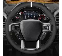 Black Genuine Leather Suede Car Steering Wheel Cover Hand-Stitched For Ford F-150 2015 2016 2017 2018 2019 2020 Auto Accessories Styling(5-Yellow)
