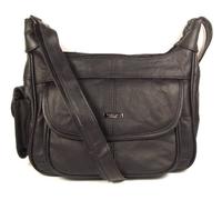Black Genuine Real Leather Ladies Medium Handbag Long Strap, Cross the Body, Messenger Bag.