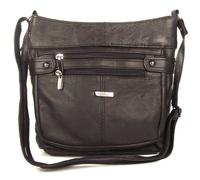 Black Genuine Real Leather Ladies Medium Handbag Shoulder Bag Long Strap, Cross the Body, Messenger.