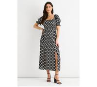 Black Geo Print Square Neck Midi Dress Gini London Black 10