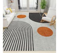 Black Geometric Bohemian Area Rug, Traditional Distressed Medieval Gray Lines Large Rugs, Indoor Non-Slip Kids Rugs, Machine Washable Breathable Durable Carpet for Living Room Bedroom,100 x 150 cm
