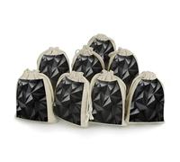 Black Geometric Bunches Pocket Cotton And Hemp with Drawstring 8 Pieces Reusable Gift Bags Jewelry Pouch for Wedding DIY Craft Party (4.9 X 6.7 Inch)