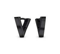 Black Geometric Triangle V Shape Flat Huggie Earrings For Women For Men Stainless Steel