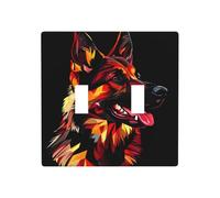 Black German Shepherd Abstract Double Gang Toggle Light Cover Wall Plate Switch Decor Standard Size - 11.4x11.4cm