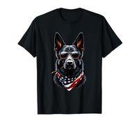 Black German Shepherd American Flag 4th July German Shepherd T-Shirt