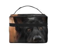 Black German Shepherd Bokeh Autumn German, Makeup Bag, Portable Cosmetic Bag for Women - Travel Cosmetic Organizer, Toiletry Pouch, The Go-to Gift That Never Disappoints for Special Moments