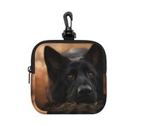 Black German Shepherd Bokeh Autumn German, Square Zipper Storage Bag, Neoprene Coin Purse, Small Wallets, Change Pouch, Change Purse
