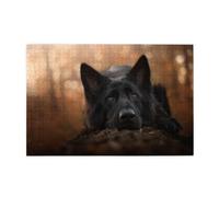 Black German Shepherd Bokeh Autumn German11000 Piece Jigsaw Puzzles for Adults, Wooden Jigsaw Puzzle