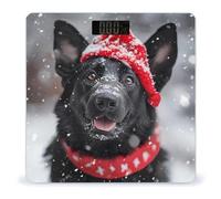 Black German Shepherd Christmas Bathroom Scales for Body Weight Led Display Step-On Digital Weighing Scales for People