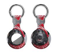 Black German Shepherd Christmas Trendy GPS Cases Holder with Key Chain Ring Portable Protective Covers Compatible with Airtag