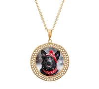Black German Shepherd Christmas Women's Diamond Necklace Shiny Rhinestones Pendant Jewel Necklaces Romantic Trendy