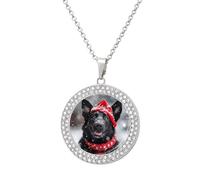 Black German Shepherd Christmas Women's Diamond Necklace Shiny Rhinestones Pendant Jewel Necklaces Romantic Trendy