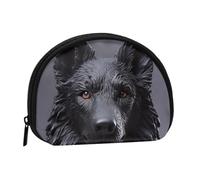 Black German Shepherd Coin Purse, Mini Wallet for Women Men Gifts Change Bag with Zipper Shell Shaped Small Coin Bag Travel Organizer Change Storage Pouch for Cash, Cards, Keys, Lipstick