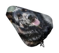 Black German Shepherd Dog Bike Seat Cushion Waterproof Bicycle Seat Cover with Drawstring Comfort Dustproof Rain Proof Protection Bike Seat for Outdoor Most Bicycles Mountain Road Bikes