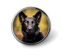 Black German Shepherd Dog Button Pins - Personalized Round Badges for Women Men Custom Photo Buttons for Backpack Cloth Decoration Souvenir Gifts, Metal Badge Brooch Party Costume Accessory