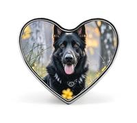 Black German Shepherd Dog Buttons Pin Memorial Boutonniere for Wedding Groom Bride, Customize Lapel Heart Pin for Christmas, Men Women Costume Decorative Fashionable Brooches