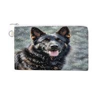 Black German Shepherd Dog Coin Purse Coin Pouch with Zipper for Men Women Portable Change Wallet Canvas Coin Bag
