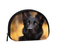 Black german shepherd dog Coin Purse, Mini Wallet for Women Men Gifts Change Bag with Zipper Shell Shaped Small Coin Bag Travel Organizer Change Storage Pouch for Cash, Cards, Keys, Lipstick
