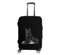 Black German Shepherd Dog Daisy Flower Luggage Cover Washable Suitcase Protector Anti-Scratch Suitcase Covers Fits 18-32 Inch L
