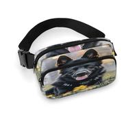 Black German Shepherd Dog Fanny Pack Belt Bag with Adjustable Strap Fashion Waist Bag for Outdoor Sports Hiking