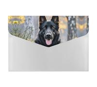 Black German Shepherd Dog File Folder, Waterproof Expanding File Folder with 6 Pockets, Durable PP Document Organizer for Office, Home