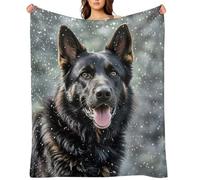Black German Shepherd Dog Flannel Fleece Throw Blanket Soft Cozy Throws for Couch Sofa Bed Farmhouse Blanket Comfort Decorative Travel Blankets Lightweight All Season 50"x60"
