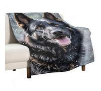 Black German Shepherd Dog Flannel Throw Blanket - 40"x60" Soft Lightweight Plush Blanket for Couch Bed Sofa, Oversized Camping Travel Blankets, Machine Washable Home Decor Gift for Men Women