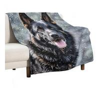 Black German Shepherd Dog Flannel Throw Blanket - 50"x60" Soft Lightweight Plush Blanket for Couch Bed Sofa, Oversized Camping Travel Blankets, Machine Washable Home Decor Gift for Men Women