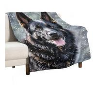 Black German Shepherd Dog Flannel Throw Blanket - 60"x80" Soft Lightweight Plush Blanket for Couch Bed Sofa, Oversized Camping Travel Blankets, Machine Washable Home Decor Gift for Men Women