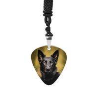 Black German Shepherd Dog Guitar Pick Necklace Exquisite Titanium Steel Personalized Necklaces Cool Pendant Necklaces Fashion Guitar Pick Holder Necklace Unique Gifts for Adult