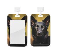 Black German Shepherd Dog Id Badge Holder with Lanyard Waterproof Id Card Protector Vertical Card Name Tags Key Card Holder Case for Teacher Nurse Doctor Office Presents