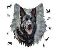 Black German Shepherd Dog Jigsaw Puzzle 175PCS Wolf Head Design Puzzle Wooden Jigsaw Puzzles for Adults Families