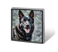 Black German Shepherd Dog Lapel Pins Patriotic Pin for Men Women Square Metal Badge Brooch Accessories Party Favors, Hat Suit Decorations Enamel Lapel Pins Aluminum Alloy