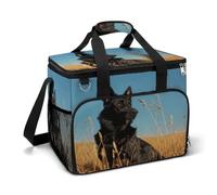 Black German Shepherd Dog Large Lunch Bag Soft Cooler Bag Insulated Thermal Bag Reusable Grocery Bags for Office Picnic Beach