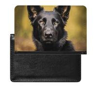 Black German Shepherd Dog Passport Holder Cover Passport Cover Protector Essentials with Credit Card Slots Slim Travel Wallet Covers Documents Organizer Protector for Man&Women