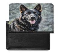 Black German Shepherd Dog Passport Holder with Card Slots Portable Passport Cover Compact Waterproof Passports Protector