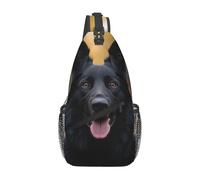 Black German Shepherd Dog Pattern Sling Bag Cross Body Bag Shoulder Bag Fanny Pack Travel Hiking Daypack For Women Men, Black, One Size