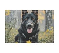 Black German Shepherd Dog Placemats 1PCS 17.4x12.1 Inch Rectangular Placemats Indoor/Outdoor Place Mats Heat Resistant Washable PVC Table Mats for Party Kitchen Dining Decoration