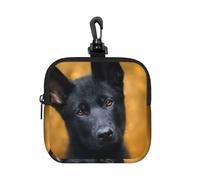 Black German Shepherd Dog Printed, Square Zipper Storage Bag, Neoprene Coin Purse, Small Wallets, Change Pouch, Change Purse