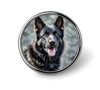 Black German Shepherd Dog Round Lapel Pins Backpack Pin Cute Brooch Decoration Brooches for Women Men Fashion Button Badges for Hat Backpacks Purses Jackets Shirt Suit