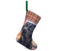 Black German Shepherd Dog Sunset Personalised Christmas Stocking Sequin Color Changing Xmas Tree Hanging Party Decor