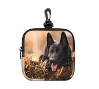 Black German Shepherd Lawn Bokeh German, Coin Purse Square Zipper Storage Bag, Change Pouch with Lobster Buckle Clasp Buckle, Change Purse