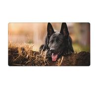 Black German Shepherd Lawn Bokeh German,Mouse Pad Large Desk Pad Computer Keyboard Mouse Mat with Non Slip Rubber Base 40 x 70 cm