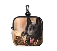 Black German Shepherd Lawn Bokeh German, Square Zipper Storage Bag, Neoprene Coin Purse, Small Wallets, Change Pouch, Change Purse