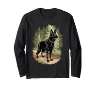 Black German Shepherd Laying Dog Realistic Art Long Sleeve T-Shirt