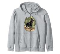 Black German Shepherd Laying Dog Realistic Art Zip Hoodie